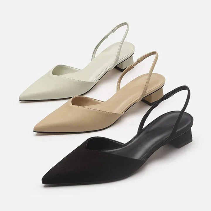Heels Women - Pointed Toe Slingback with Block Heel | Elegant
