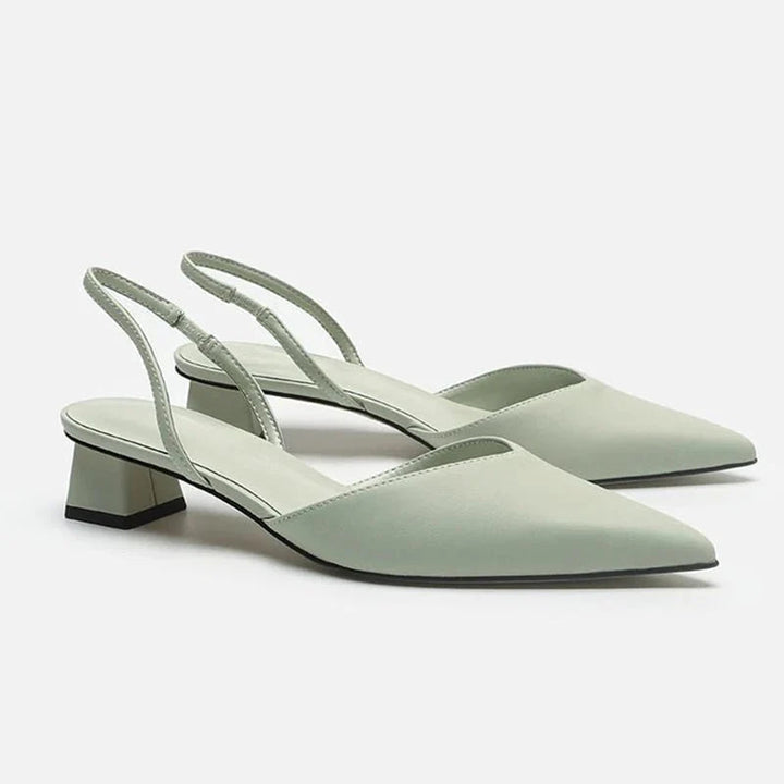 Heels Women - Pointed Toe Slingback with Block Heel | Elegant
