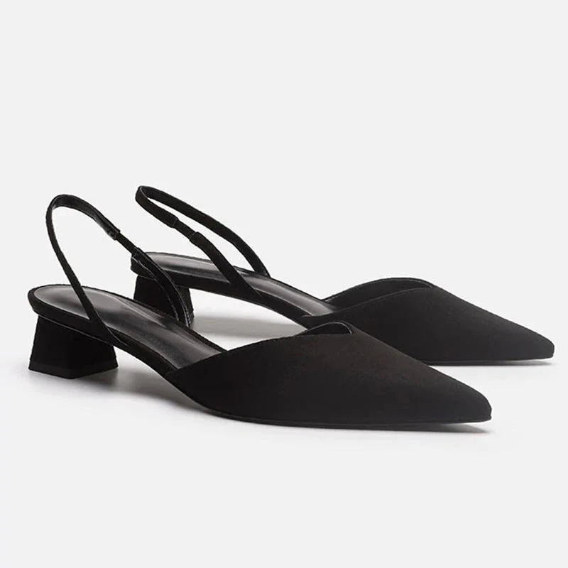 Heels Women - Pointed Toe Slingback with Block Heel | Elegant