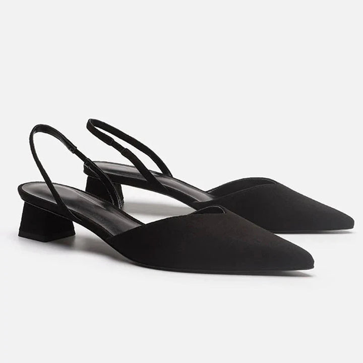Heels Women - Pointed Toe Slingback with Block Heel | Elegant