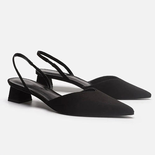 Heels Women - Pointed Toe Slingback with Block Heel | Elegant
