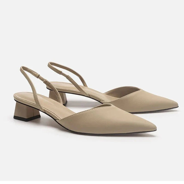Heels Women - Pointed Toe Slingback with Block Heel | Elegant