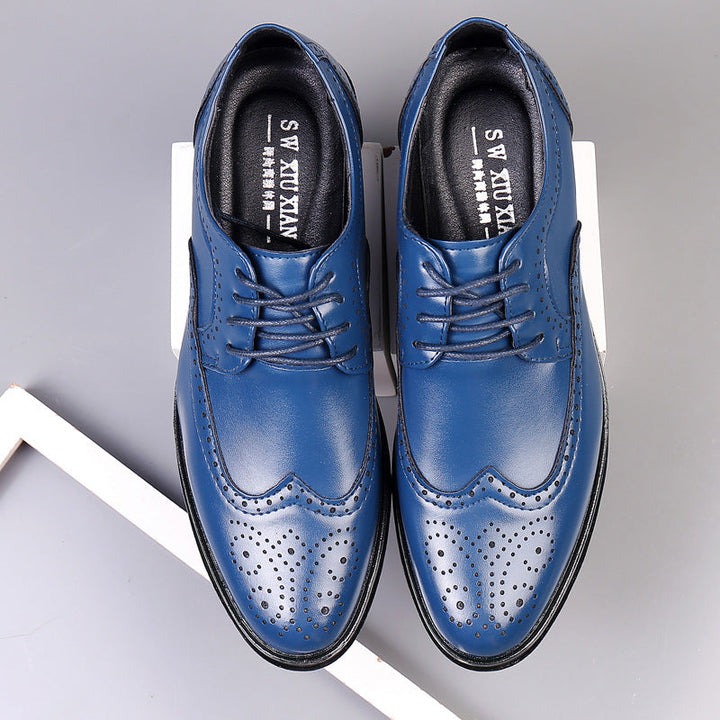 Men's Shoes - Brogue Wingtip Lace-Up with Block Heel | Smart Casual