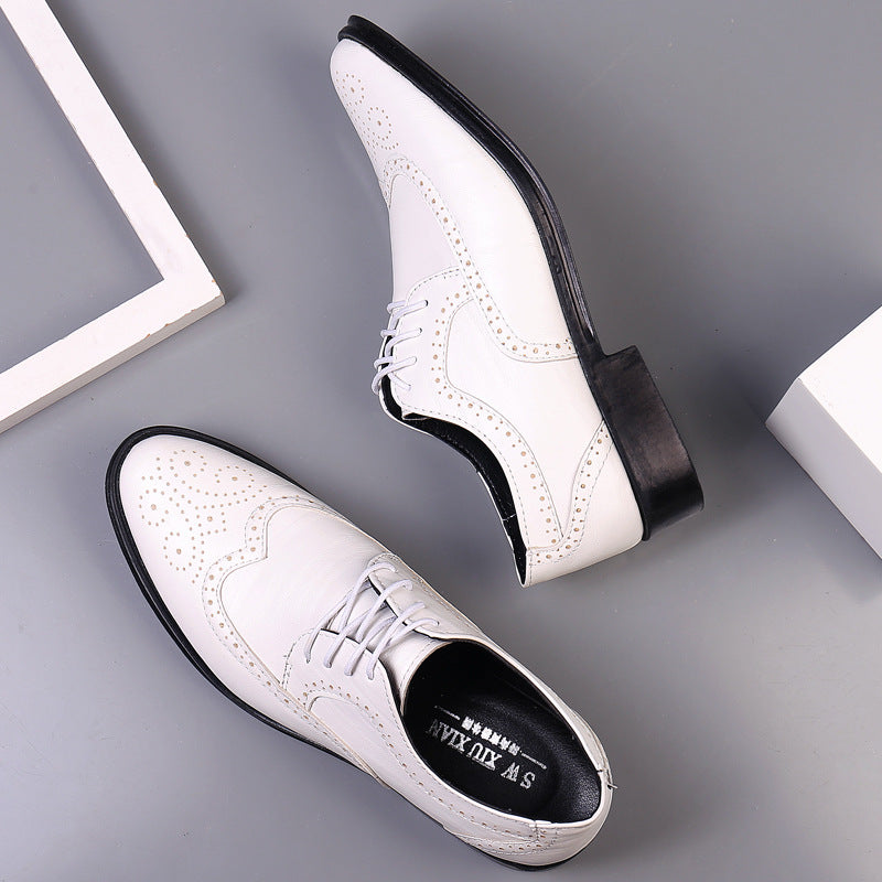 Men's Shoes - Brogue Wingtip Lace-Up with Block Heel | Smart Casual