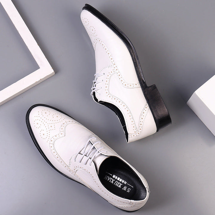 Men's Shoes - Brogue Wingtip Lace-Up with Block Heel | Smart Casual