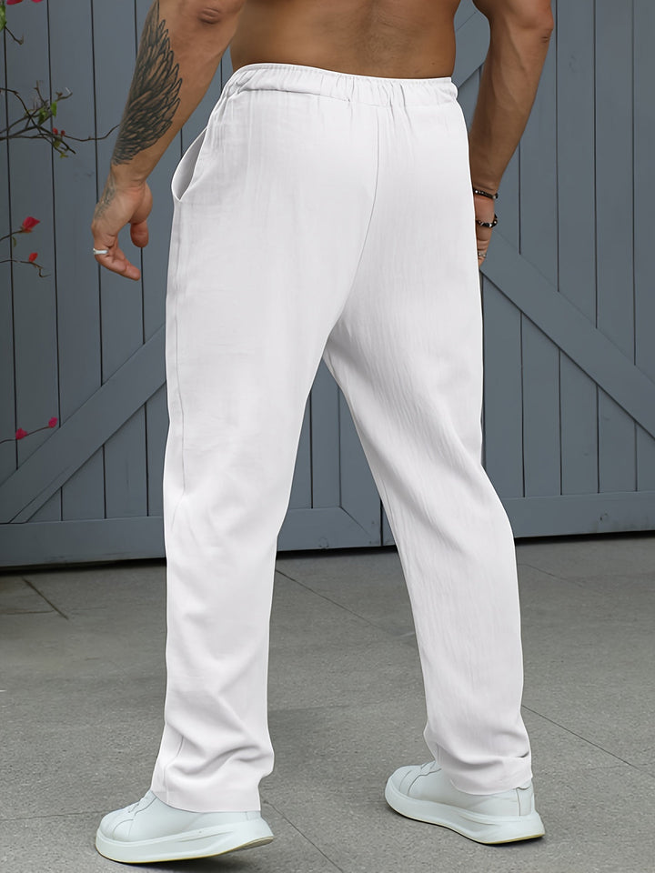 Men's Trousers - Straight Leg Relaxed Fit Drawstring Waist | Casual