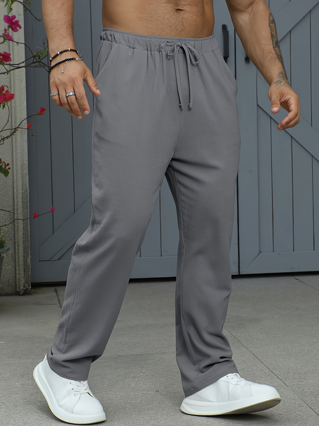 Men's Trousers - Straight Leg Relaxed Fit Drawstring Waist | Casual