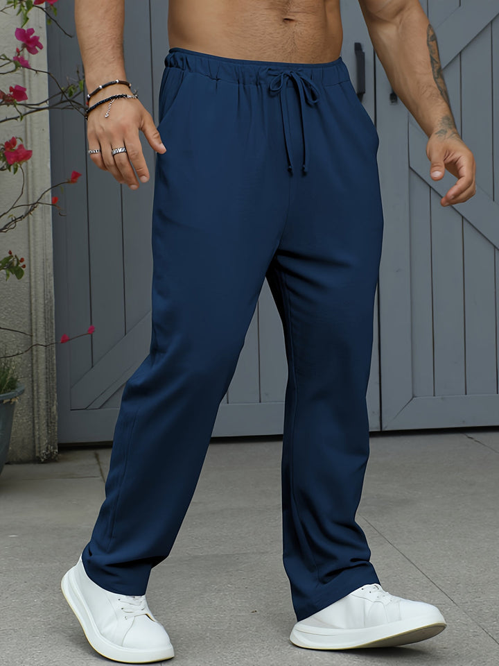 Men's Trousers - Straight Leg Relaxed Fit Drawstring Waist | Casual