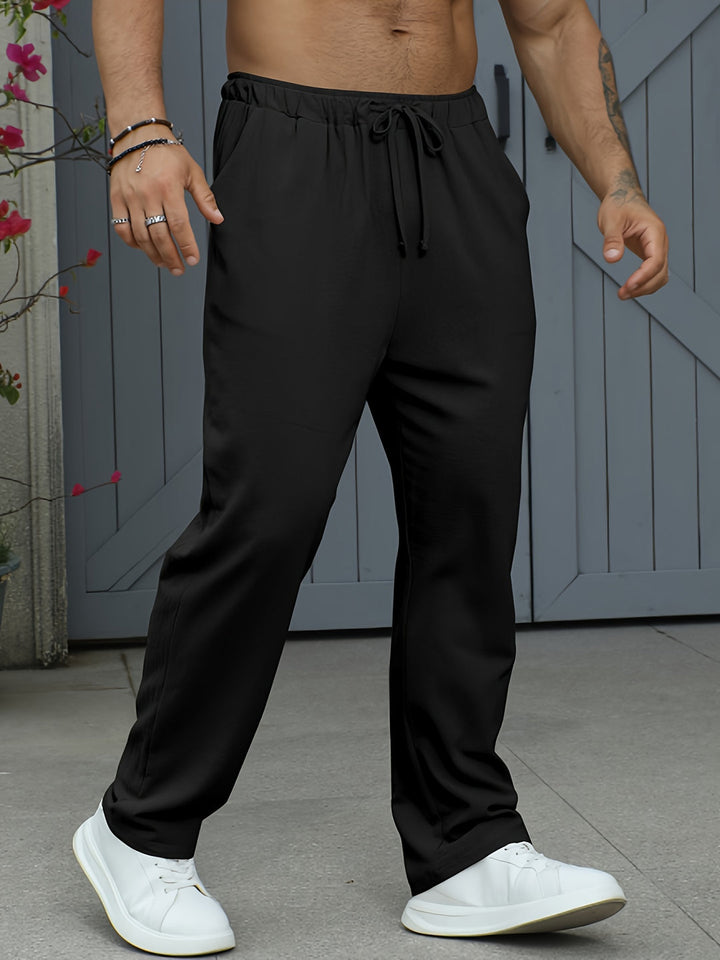 Men's Trousers - Straight Leg Relaxed Fit Drawstring Waist | Casual