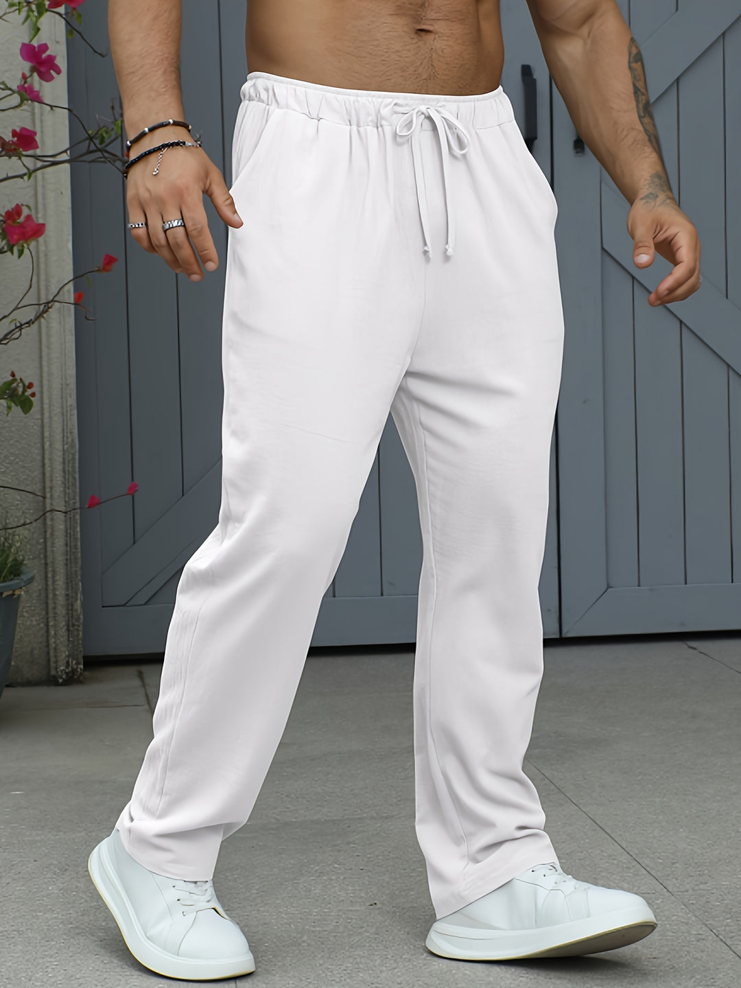 Men's Trousers - Straight Leg Relaxed Fit Drawstring Waist | Casual