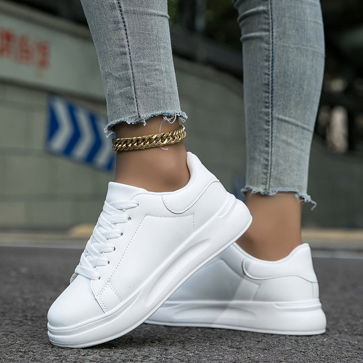 Women's Trainers - Platform Sole Lace-Up Clean Minimal | Casual