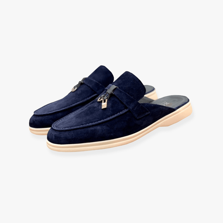 Women's Loafers - Slip-On Mule Flat Metal Trim Detail | Smart Casual