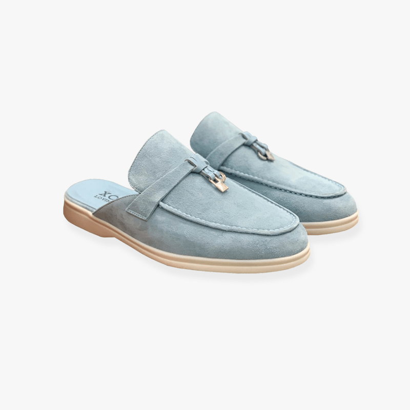Women's Loafers - Slip-On Mule Flat Metal Trim Detail | Smart Casual