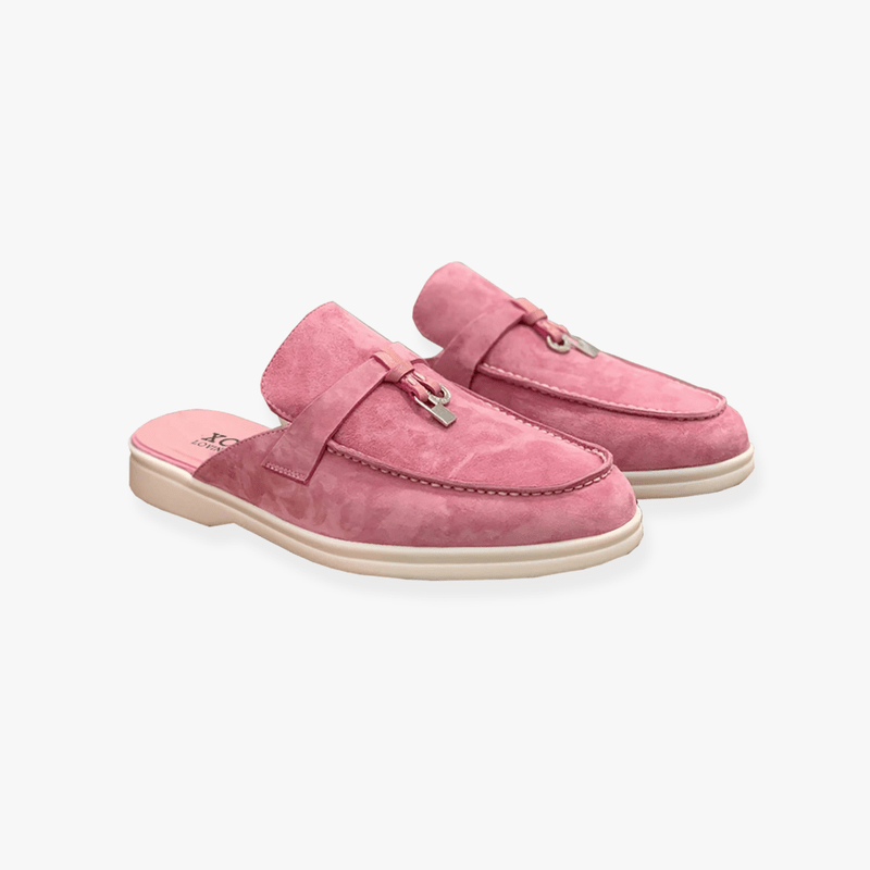 Women's Loafers - Slip-On Mule Flat Metal Trim Detail | Smart Casual