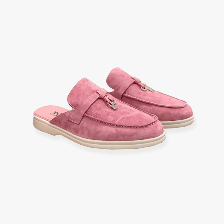 Women's Loafers - Slip-On Mule Flat Metal Trim Detail | Smart Casual
