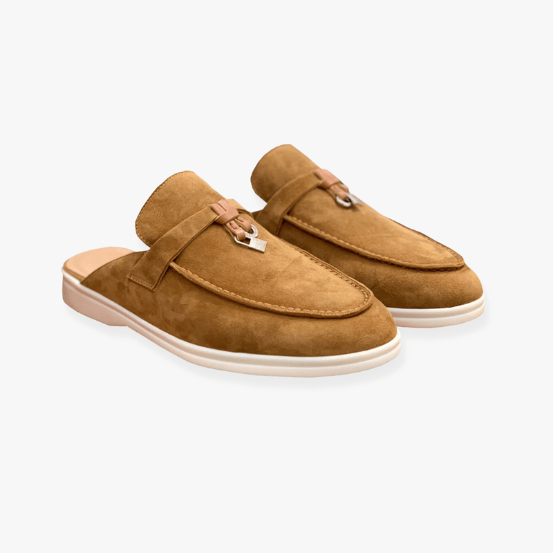 Women's Loafers - Slip-On Mule Flat Metal Trim Detail | Smart Casual