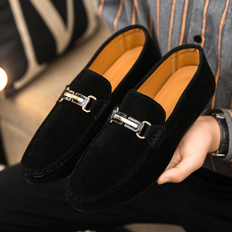Loafers Men - Slip On with Metal Buckle Detail and Flat Sole | Casual