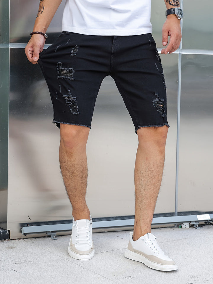 Shorts Men - Slim Fit Ripped with Raw Hem Detail | Casual