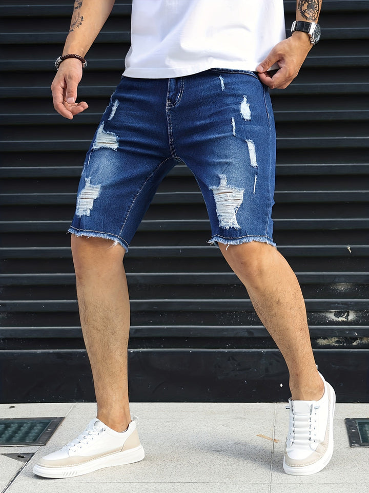 Shorts Men - Slim Fit Ripped with Raw Hem Detail | Casual