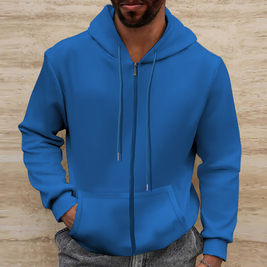Mens Hoodies - Full Zip Textured with Drawstring Hood | Casual