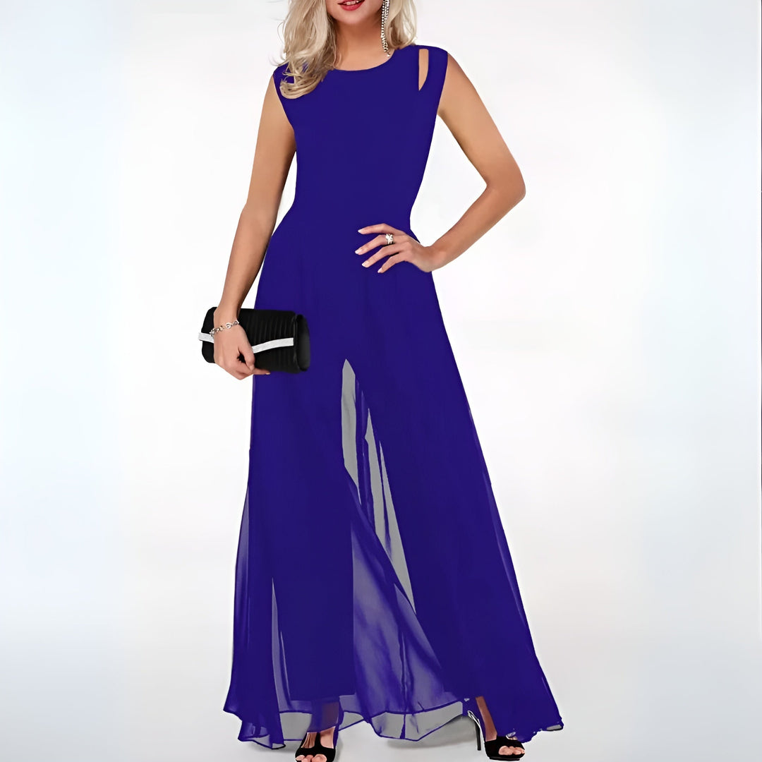 Jumpsuit Women - Sleeveless Wide Leg with Sheer Overlay | Elegant
