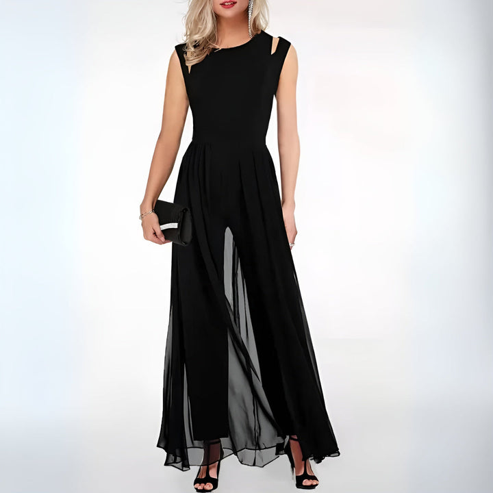 Jumpsuit Women - Sleeveless Wide Leg with Sheer Overlay | Elegant