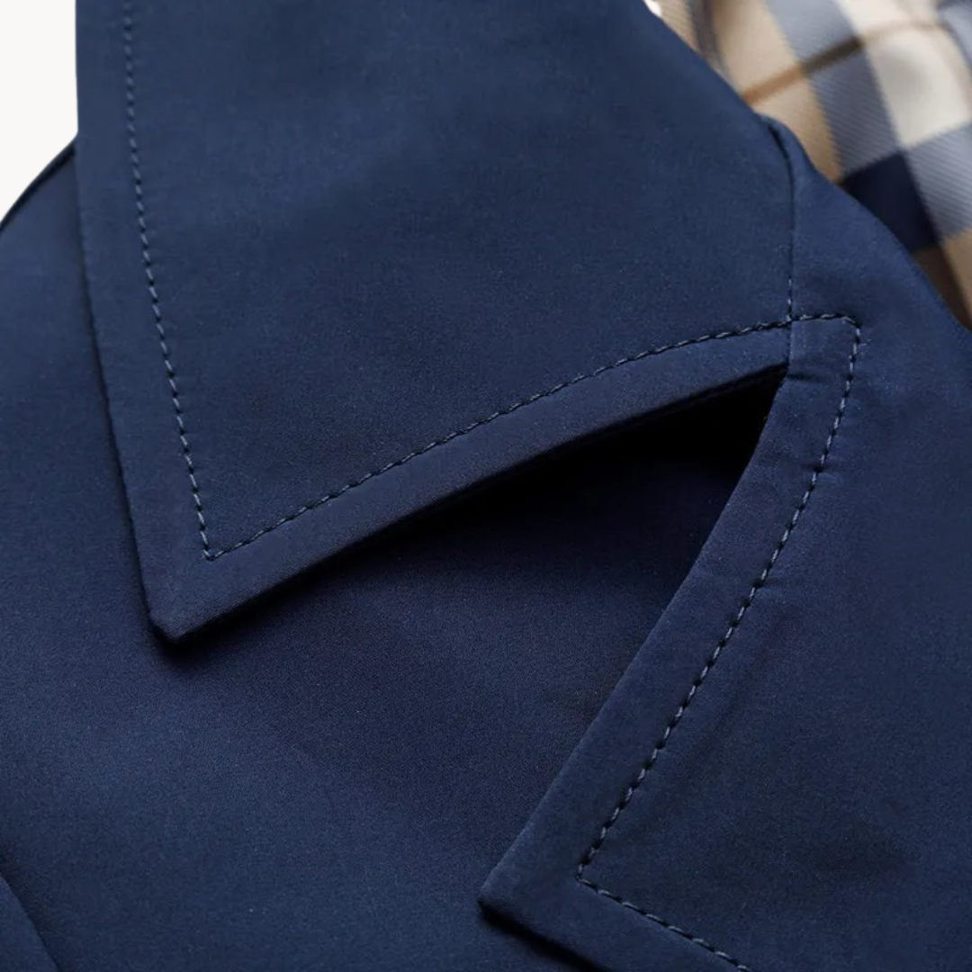 Men's Trench Coat - Slim Fit Notch Lapel Checked Lining | Classic