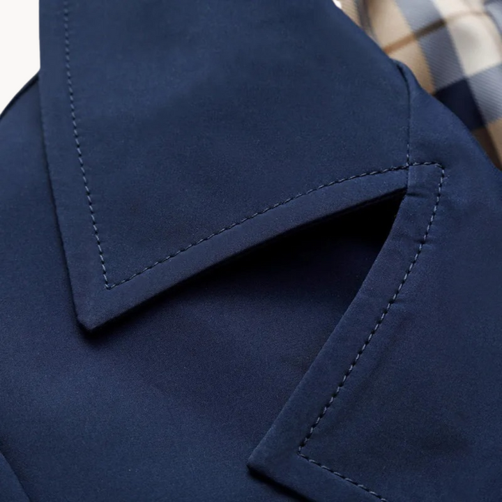 Men's Trench Coat - Slim Fit Notch Lapel Checked Lining | Classic