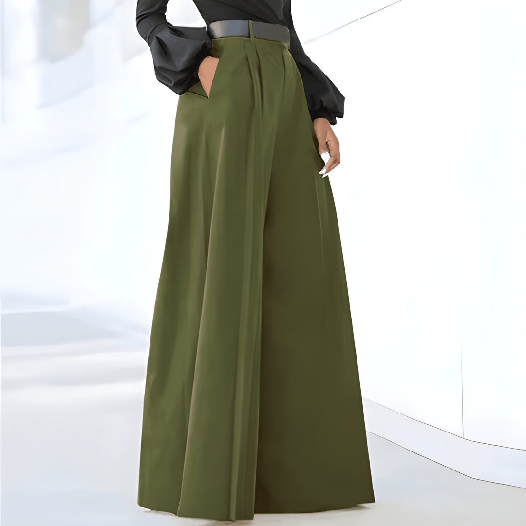 Women's Trousers - Wide Leg High Waist Pleated Formal | Elegant