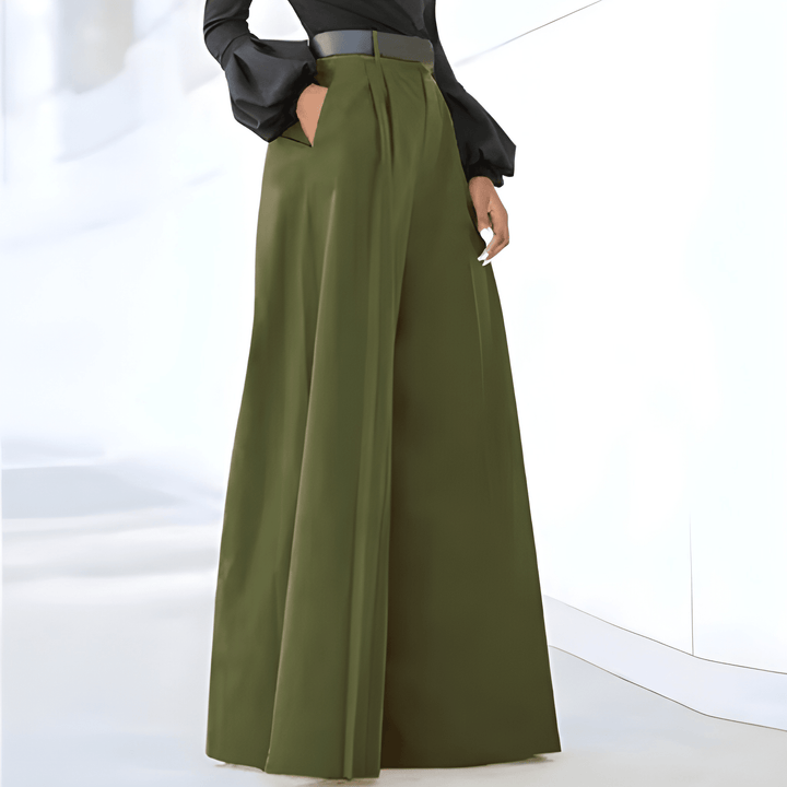 Women's Trousers - Wide Leg High Waist Pleated Formal | Elegant