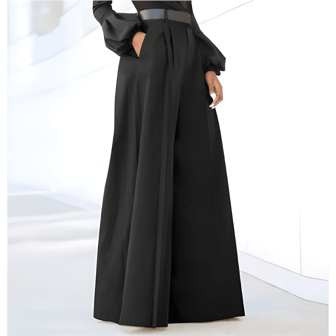 Women's Trousers - Wide Leg High Waist Pleated Formal | Elegant