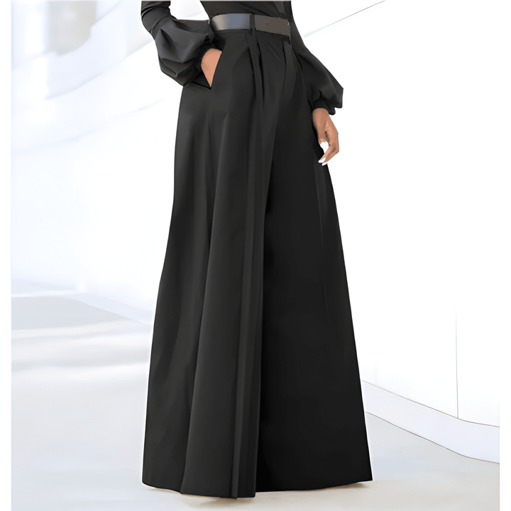Women's Trousers - Wide Leg High Waist Pleated Formal | Elegant