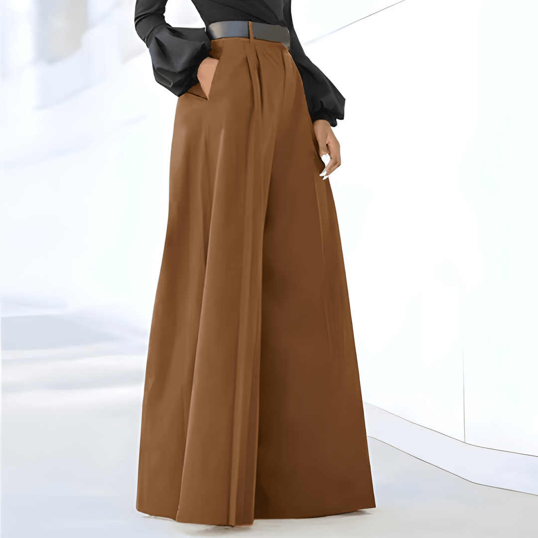 Women's Trousers - Wide Leg High Waist Pleated Formal | Elegant