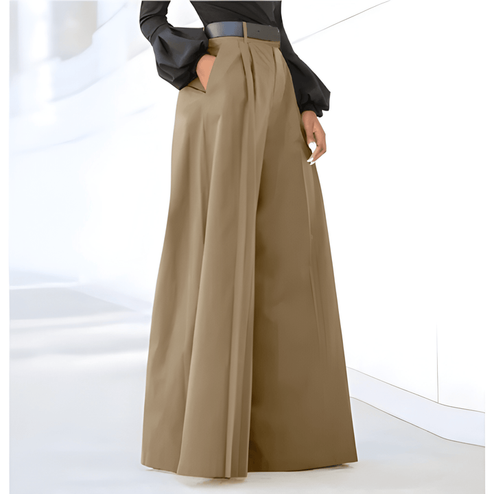 Women's Trousers - Wide Leg High Waist Pleated Formal | Elegant