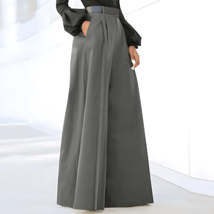 Women's Trousers - Wide Leg High Waist Pleated Formal | Elegant