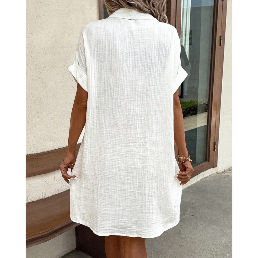 Summer Dress Women - Shirt Style Button Down with Pockets | Casual