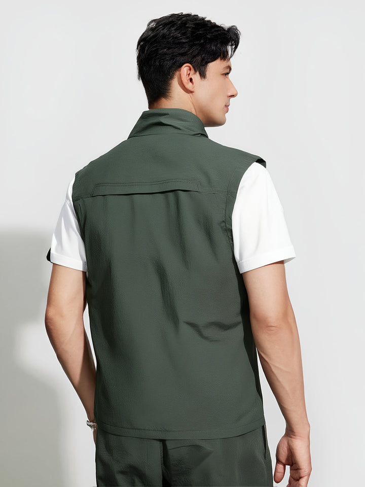 Mens Jackets - Sleeveless Zip Gilet with Multi-Pocket Detail | Casual