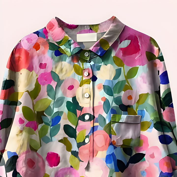 Women's Shirt - Oversized Floral Print with Chest Pocket | Summer