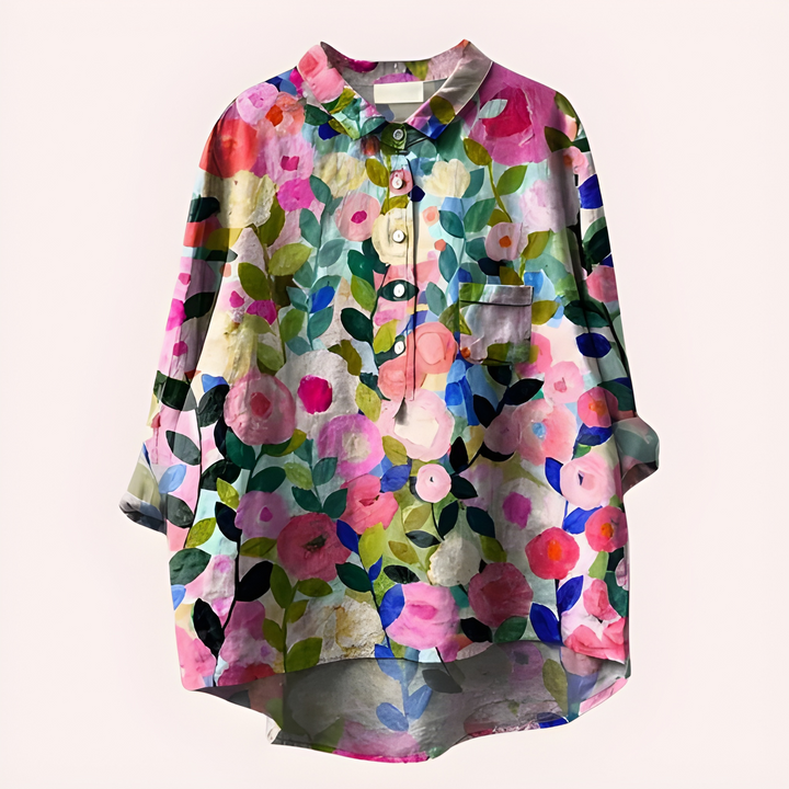 Women's Shirt - Oversized Floral Print with Chest Pocket | Summer