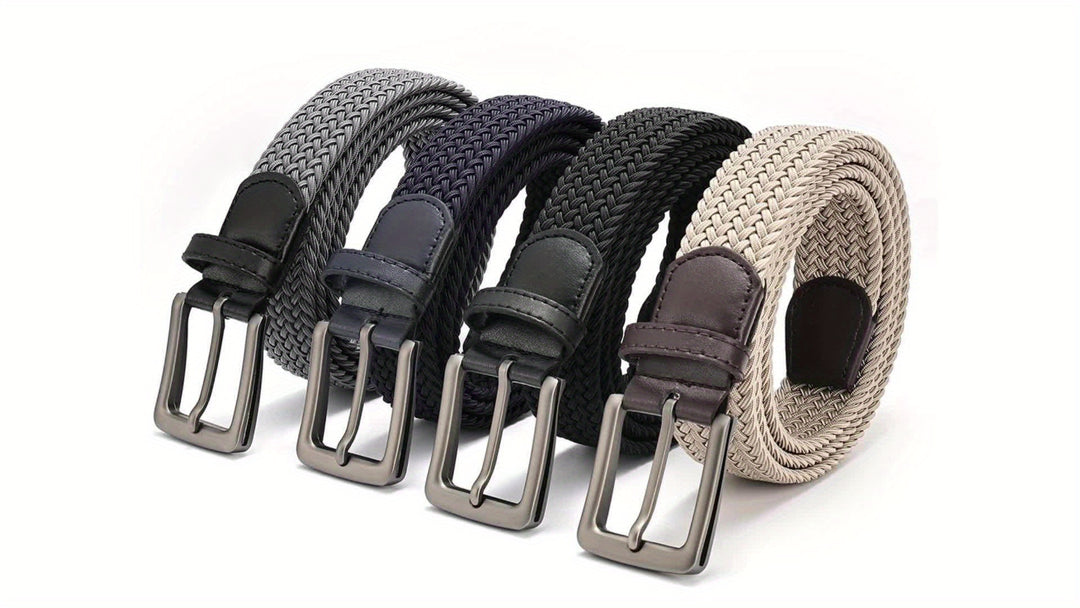 Men's Belt - Elastic Braided Stretch Metal Buckle | Casual Classic
