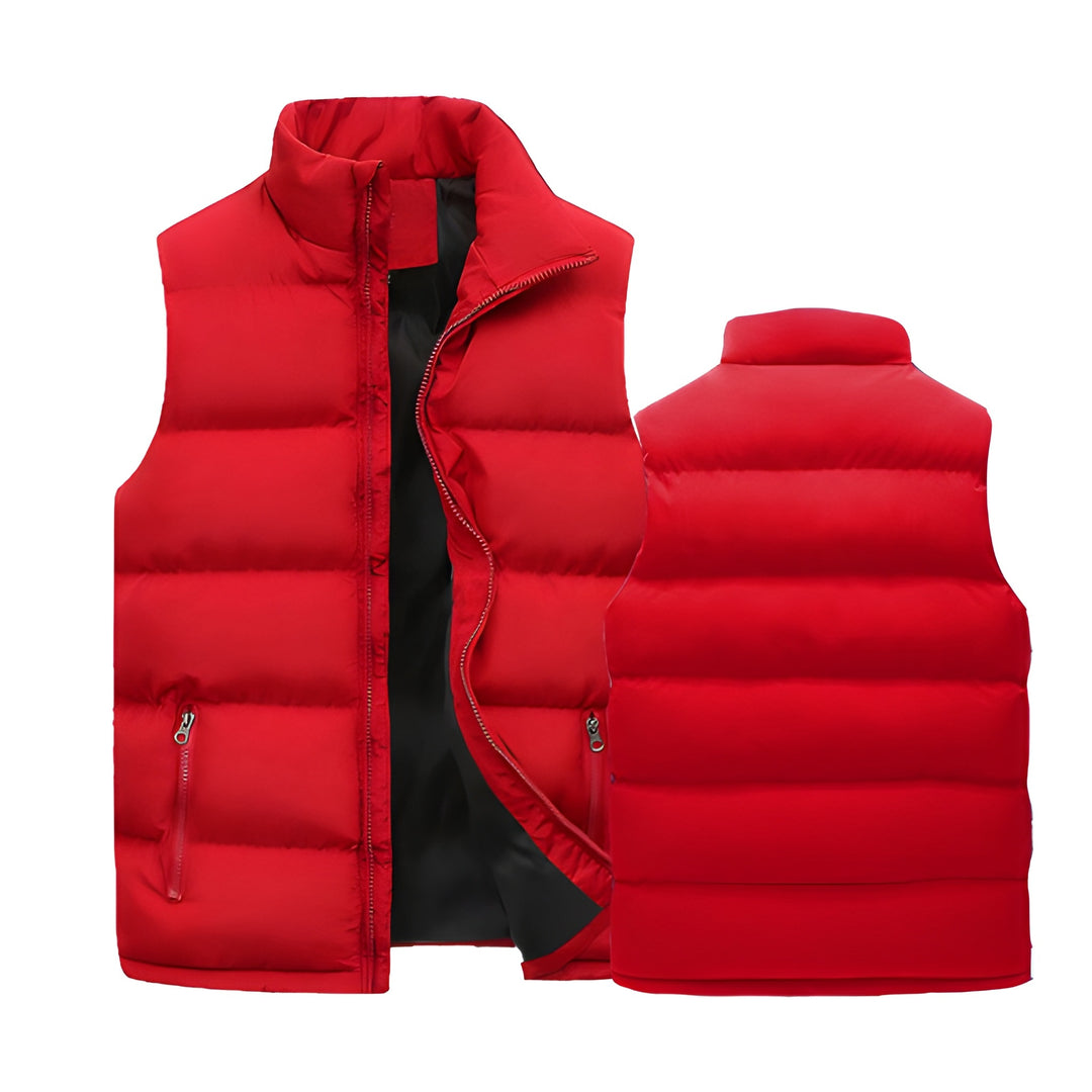 Men's Bodywarmer - Padded Quilted Full Zip with Stand Collar | Casual