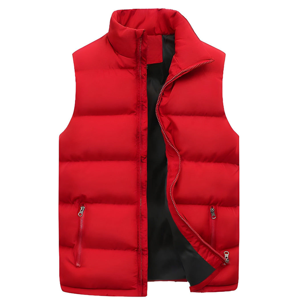 Men's Bodywarmer - Padded Quilted Full Zip with Stand Collar | Casual