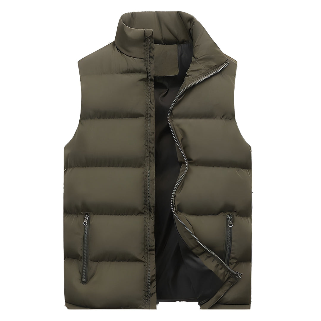 Men's Bodywarmer - Padded Quilted Full Zip with Stand Collar | Casual