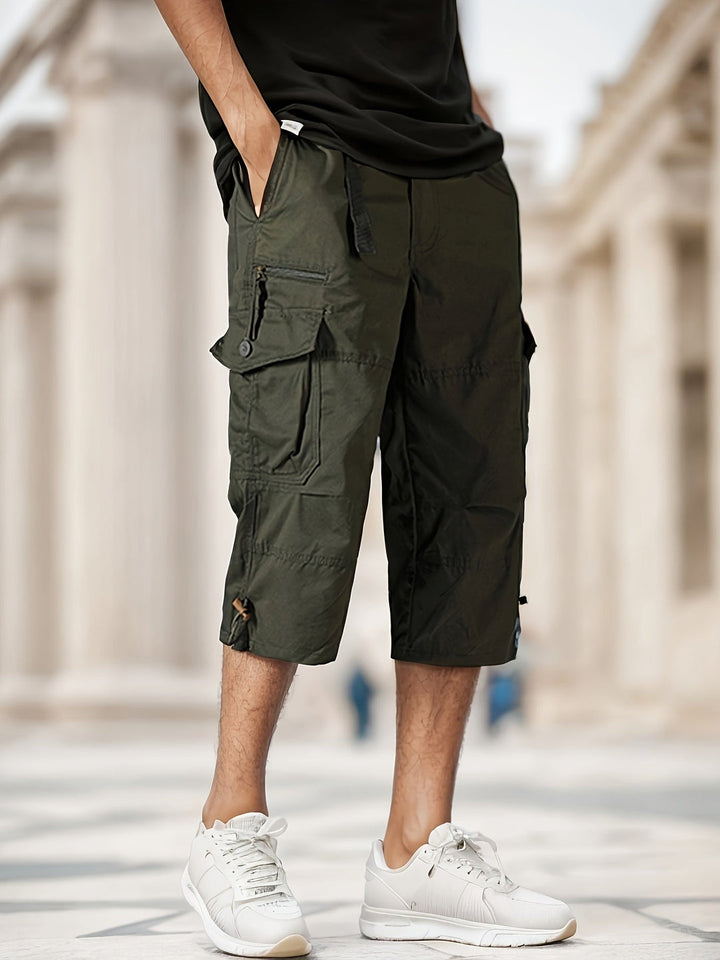 Work Trousers Men - Cropped Cargo Fit with Zip Pockets | Casual