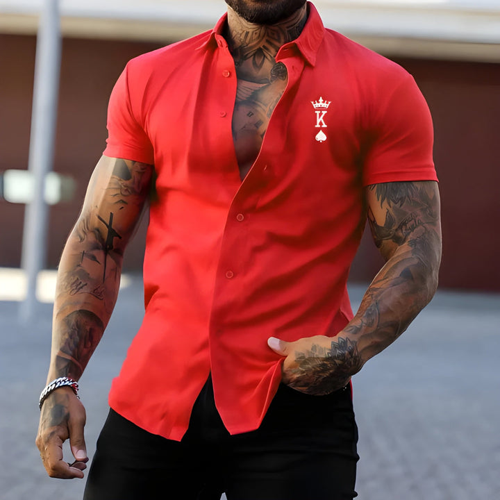 Men's Shirt - Muscle Fit Short Sleeve with Stand Collar | Smart Casual