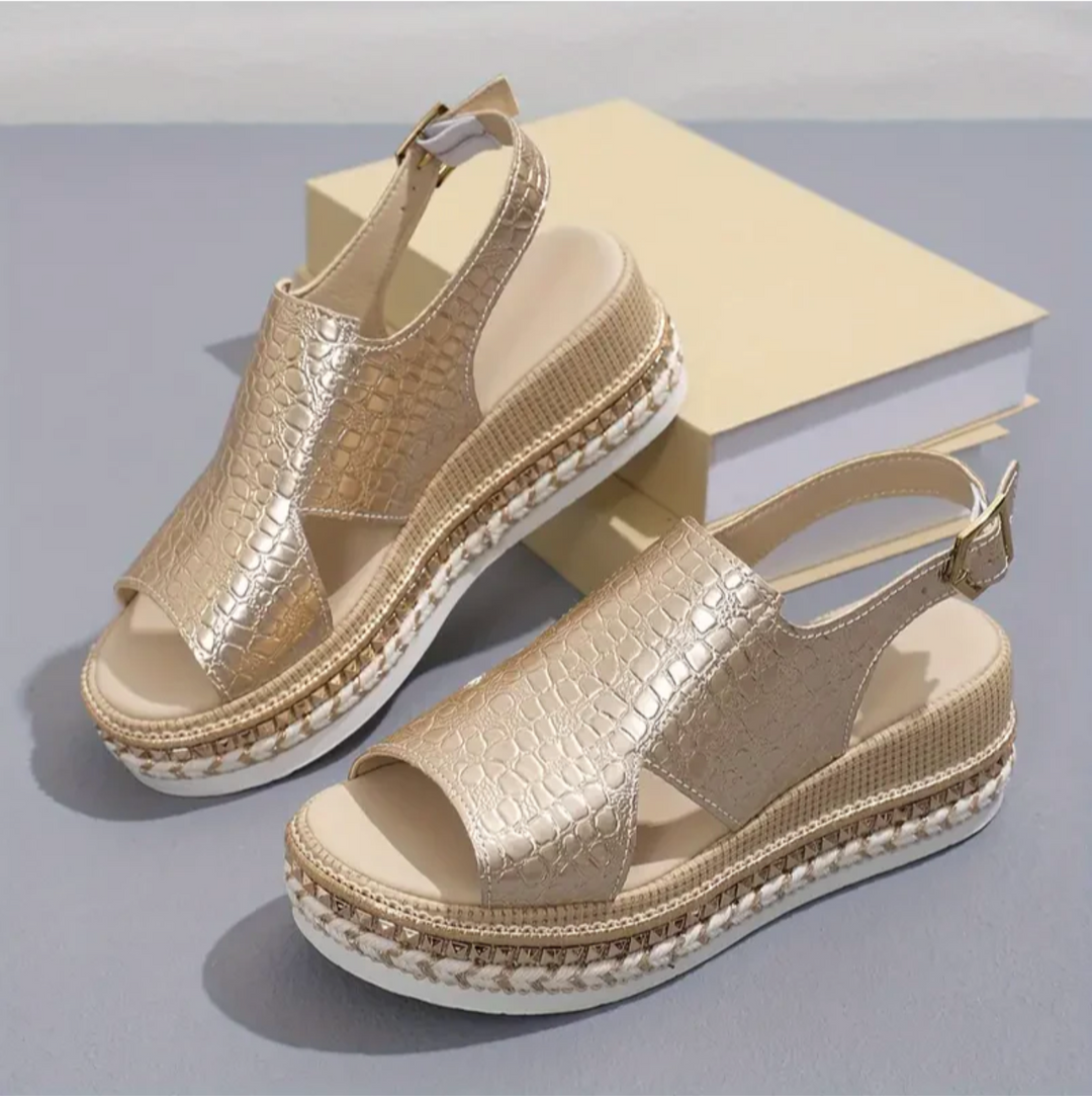 Women's Sandals - Wedge Platform Espadrille Buckle Strap | Summer