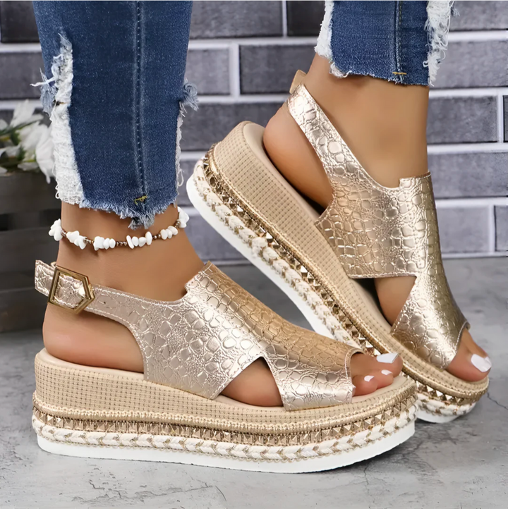 Women's Sandals - Wedge Platform Espadrille Buckle Strap | Summer