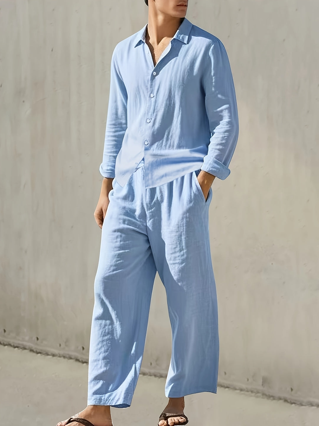 Co-ord Set Men - Long Sleeve Shirt with Matching Trousers | Minimal