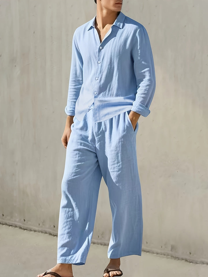 Co-ord Set Men - Long Sleeve Shirt with Matching Trousers | Minimal