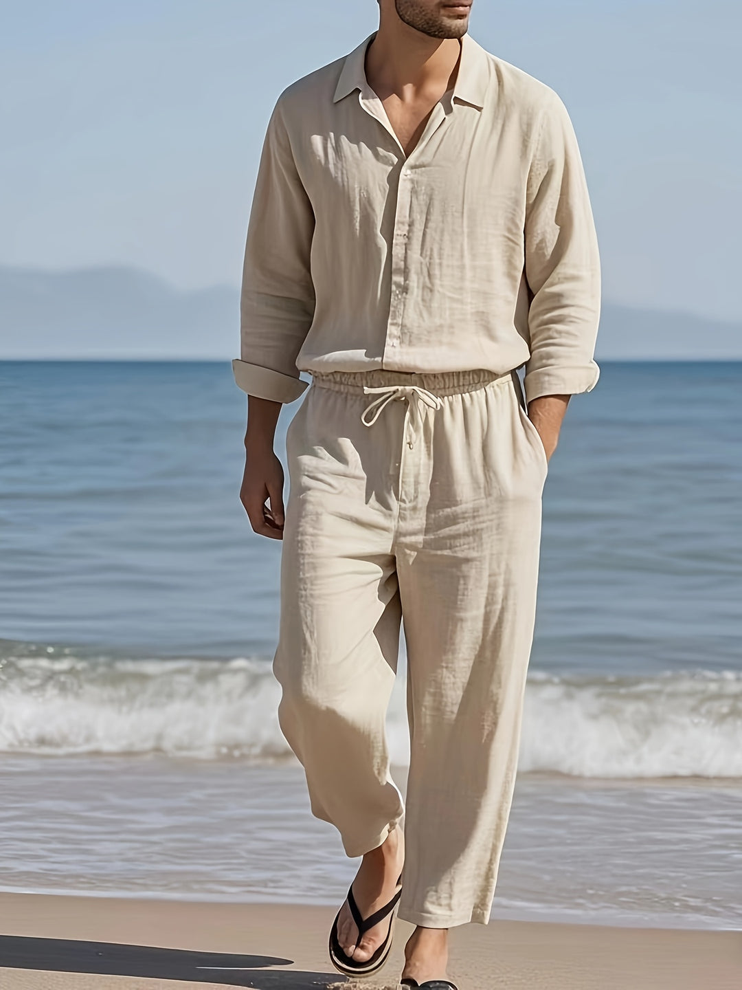 Co-ord Set Men - Long Sleeve Shirt with Matching Trousers | Minimal